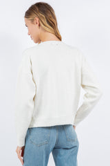 Metallic Garland Cheers Sweater Ivory