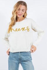 Metallic Garland Cheers Sweater Ivory