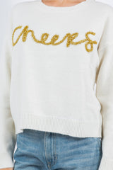 Metallic Garland Cheers Sweater Ivory