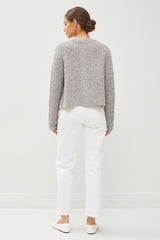 Quincy Crystal Button Fuzzy Cardi Grey