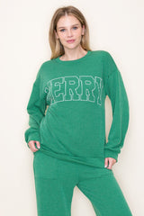 Merry Ribbed Long Sleeve Tee Green