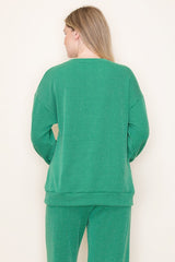 Merry Ribbed Long Sleeve Tee Green