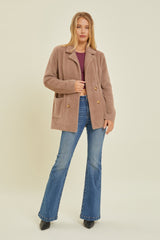 Fuzzy Patch Pocket Coatigan Mocha