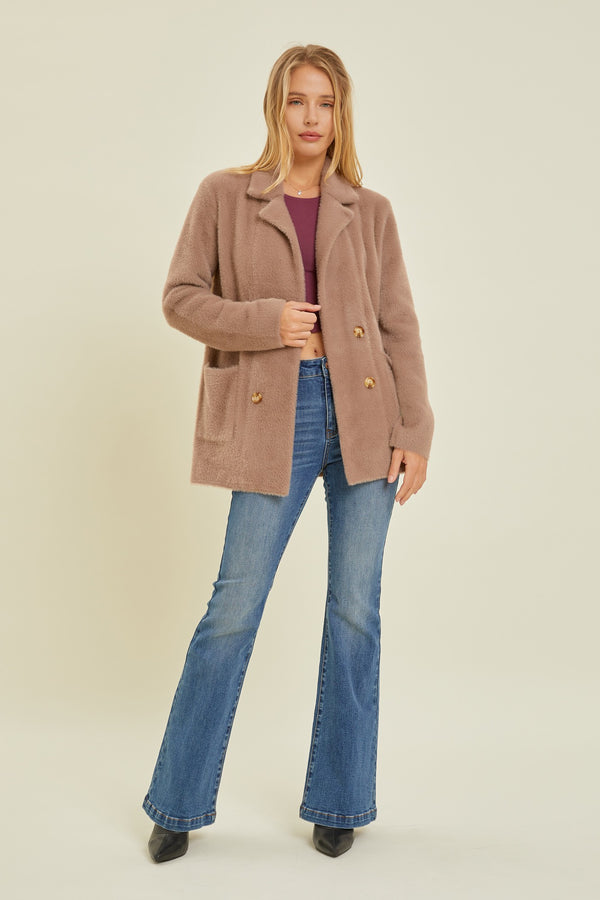 Fuzzy Patch Pocket Coatigan