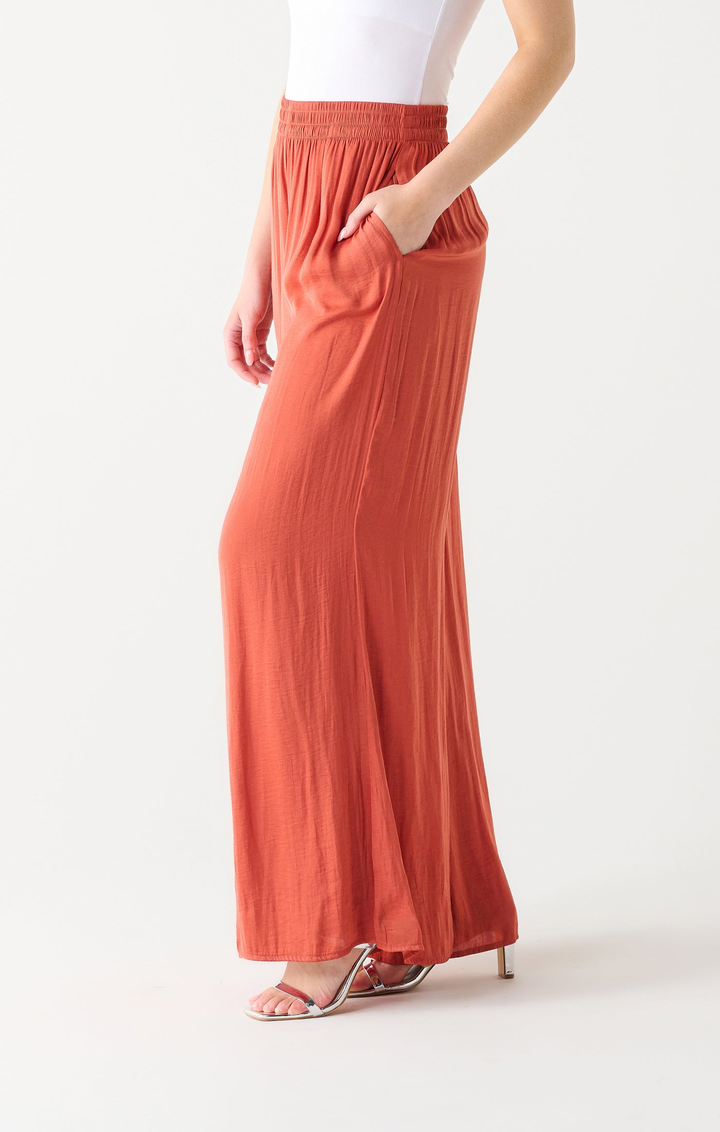 High Waist Flowy Wide Leg Pants Copper