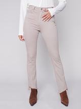 Asymmetric Hem Colored Twill Flare Almond