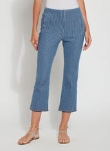 Shelli Crop Flare Denim Pant Midwash Double Pinstripe