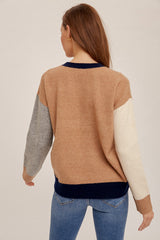 Soft Colorblock Sweater Camel + Grey