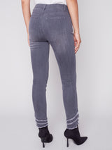 Frayed Hem Denim Pant Medium Grey