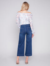 Patch Pockets Wide Leg Jeans Indigo