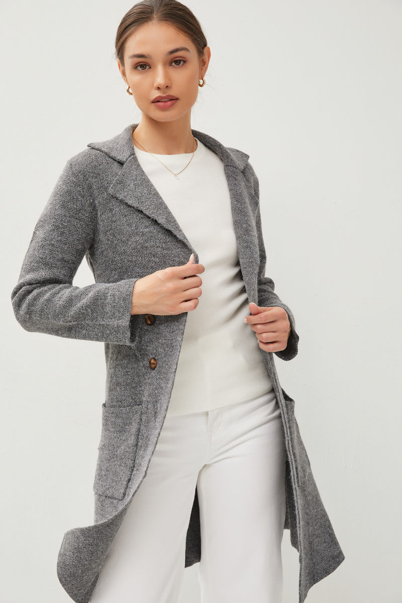 Double Breasted Knit Blazer Coat