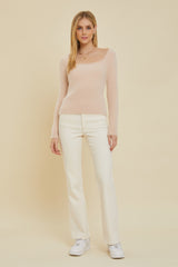 Square Neck Perfect Day Sweater Blush