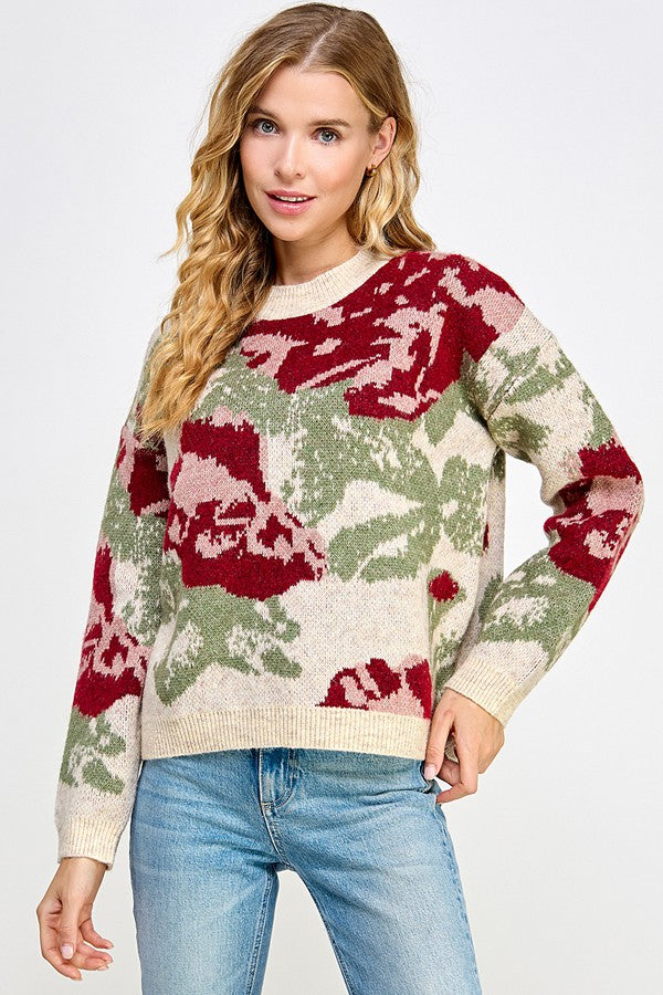 Flower Jacquard Sweater