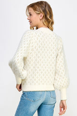 Fuzzy Starry Print Sweater Cream + Gold