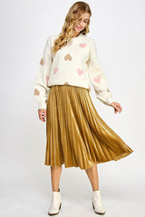 Velvet Pleats Skirt Gold