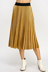 Velvet Pleats Skirt Gold