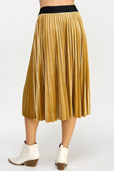 Velvet Pleats Skirt Gold