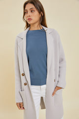 Classic Double Button Notch Collar Coat Pewter