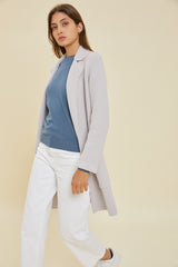 Classic Double Button Notch Collar Coat Pewter