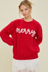 Merry Tinsel Yarn Sweater Red