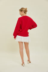 Merry Tinsel Yarn Sweater Red
