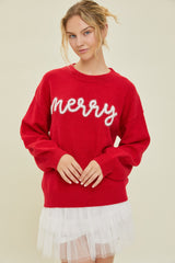 Merry Tinsel Yarn Sweater Red
