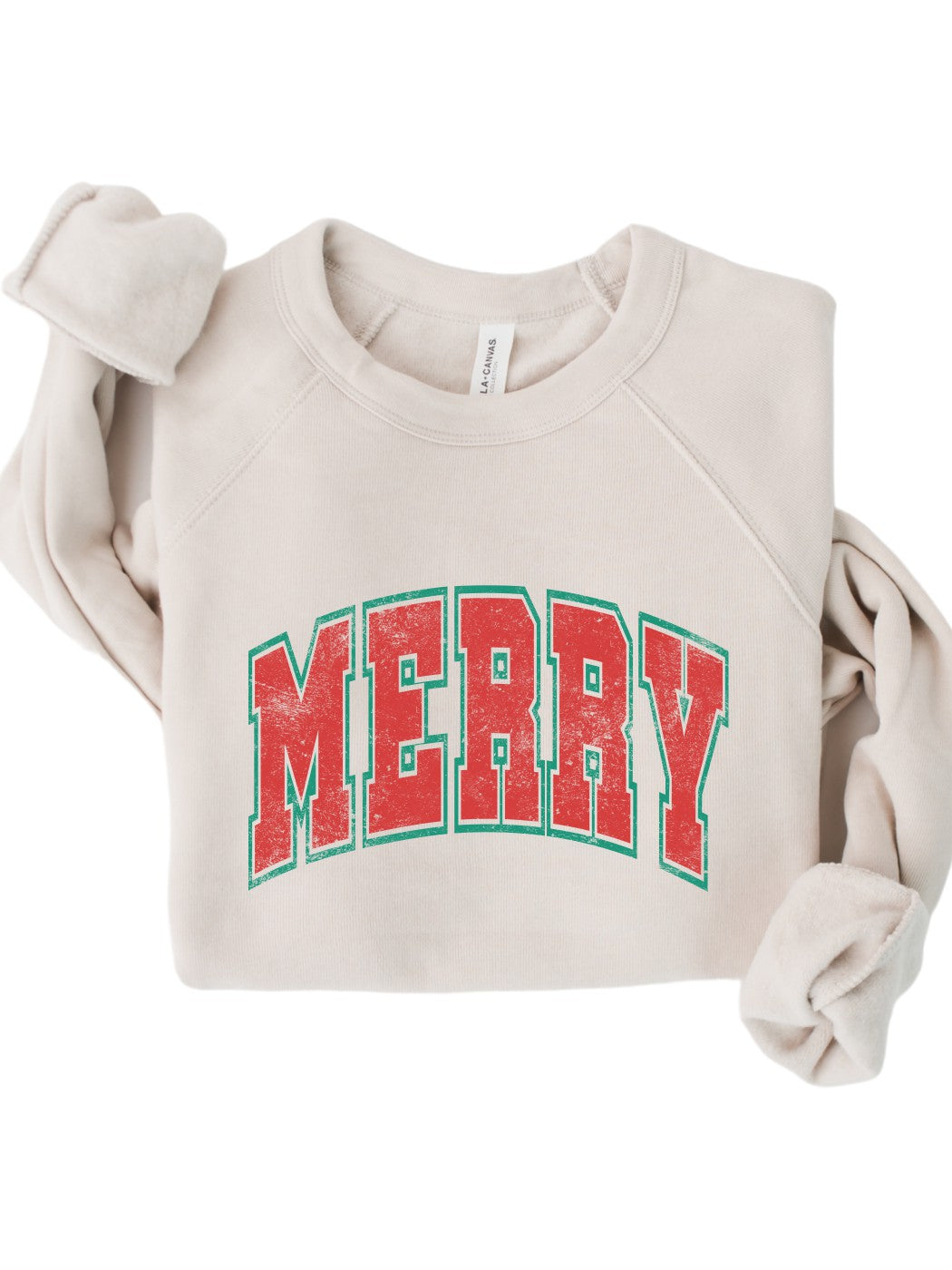 Distressed University Merry Sweatshirt Heather Dust
