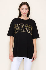 Cheers Foil Oversize Graphic Tee Black
