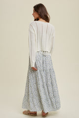 Open Knit Tassel Hem Sweater Off White