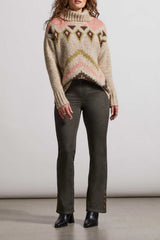 Audrey Vintage Button Hem Microflare Black Olive