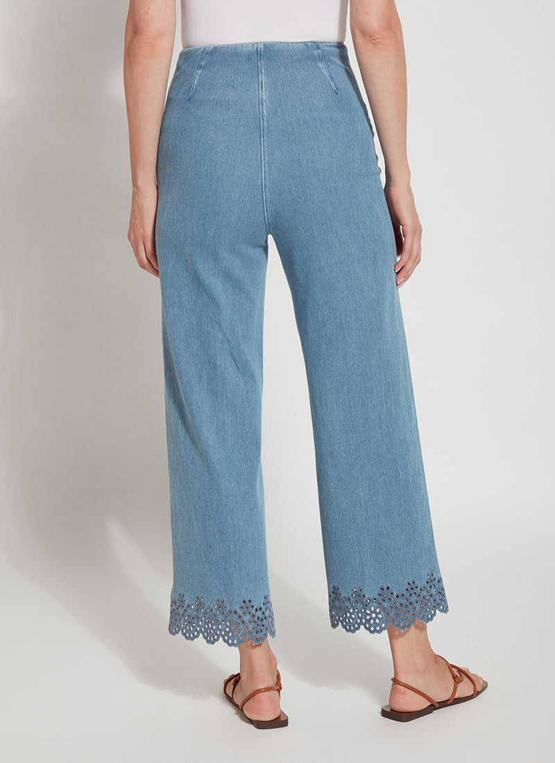 Eyelet Embroidered Wide Leg Crop Pant