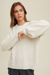 Mohair Balloon Sleeve Sweater Cream