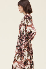 Mod Foliage Tie Waist Dress Rosewood