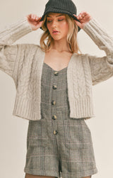 Rhia Cropped Sweater Cardi Off White Multi