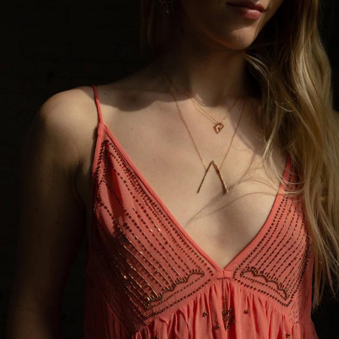 Champagne Quartz Necklace 14k Rose Gold Fill