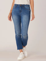 High Rise Raw Hem Vintage Skinny Jeans Blue