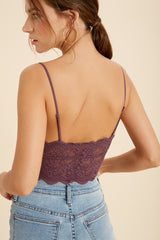 Sheer Floral Scallop Edge Brami Plum