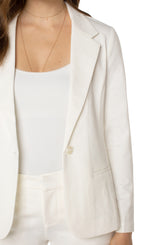 Classic Fitted Solid Blazer Vintage White