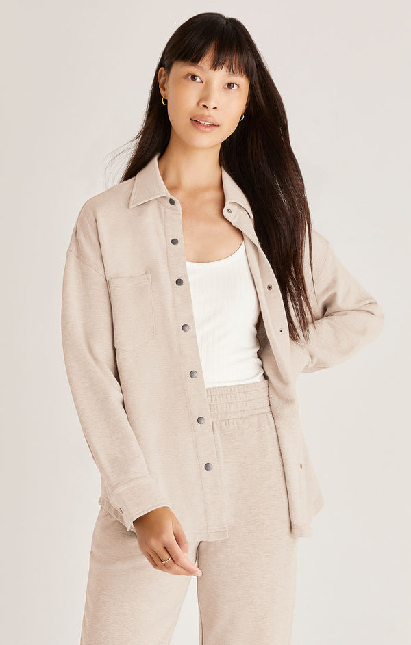 WFH Modal Shirt Jacket Feather Taupe
