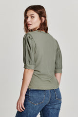 Tanner Mix Media Puff Sleeve Tee Laurel Oak