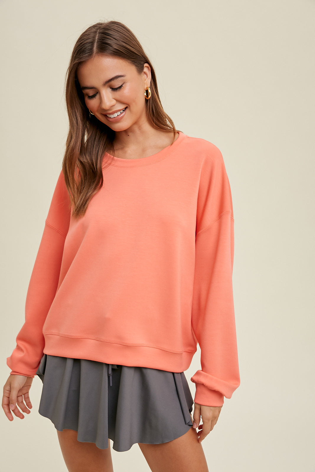 Scuba Relaxed Pullover Sweatshirt Peach