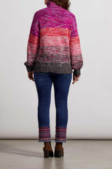 Marled Stripes Turtleneck Sweater Red Plum