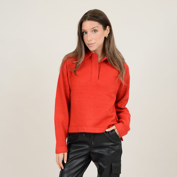 Ashanti Long Sleeve Polo Pullover Engine Red