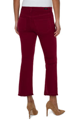 Hannah Fray Hem Straight Crop Flare Pants Red Velvet