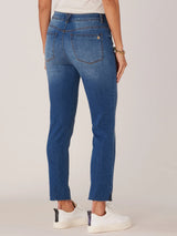 High Rise Raw Hem Vintage Skinny Jeans Blue