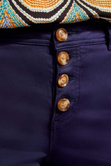 Audrey Button Fly Wide Leg Capri Nautical