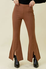 Front Seam Slit Flare Pants Coffee