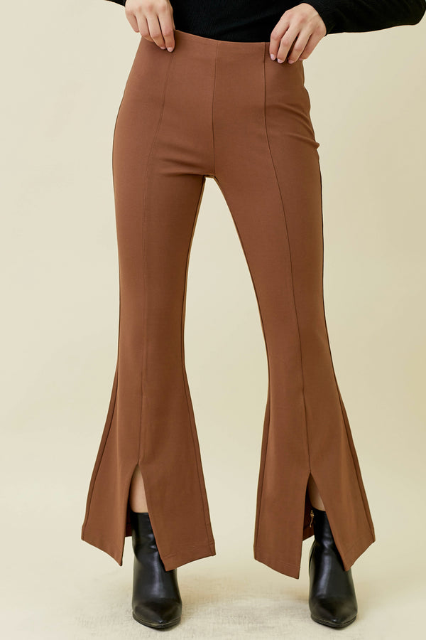 Front Seam Slit Flare Pants