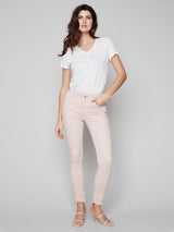 Frayed Hem Denim Pant Pearl