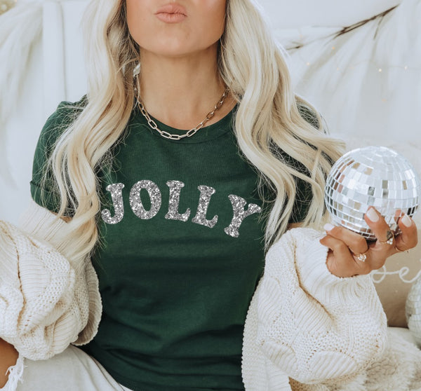 Glitter Jolly Graphic Tee Forest